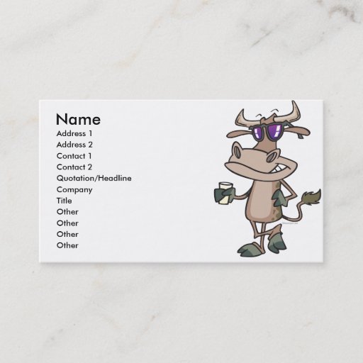 Customizable funny cool cow wearing shades cartoon character business card
