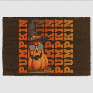 Funny Cool Cute Pumpkin fall autumn Thanksgiving Fiber Doormat