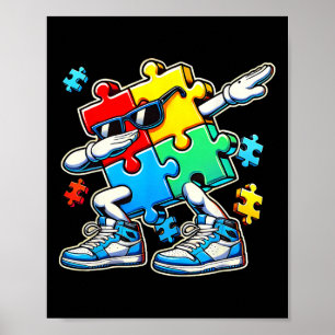Funny Cool Dabbing Puzzle Piece Autism Awareness G Poster