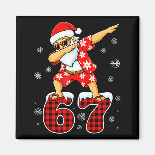 Funny Cool Dabbing Santa Hawaii 67 Meme Christmas  Magnet