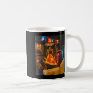 Funny cool dachshund with pizza slice meme food coffee mug