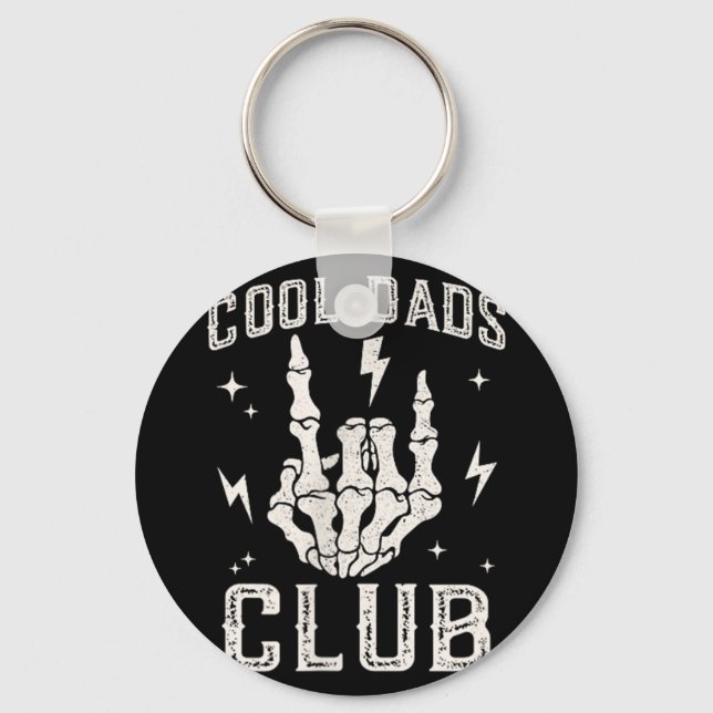 Funny Cool Dads Club Retro Skeleton Dad  Keychain (Front)
