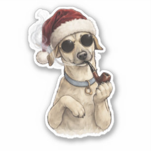 Funny Cool Dog Happy New Year Design Sticker