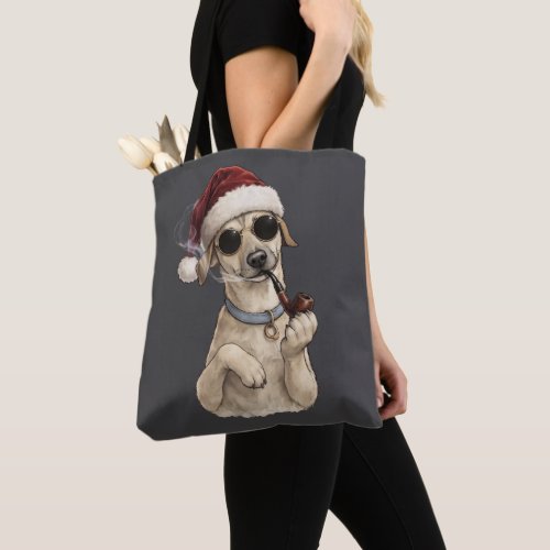 Funny Cool Dog Happy New Year Design Tote Bag