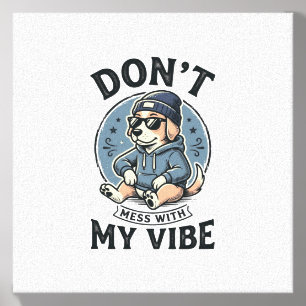 Funny Cool Dog Vibe Vintage Vector T-Shirt Design_ Canvas Photo Tile
