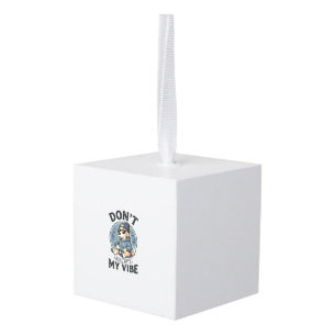 Funny Cool Dog Vibe Vintage Vector T-Shirt Design_ Cube Ornament