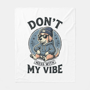 Funny Cool Dog Vibe Vintage Vector T-Shirt Design_ Fleece Blanket