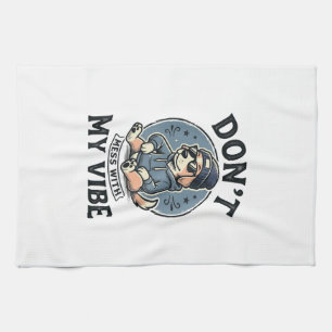 Funny Cool Dog Vibe Vintage Vector T-Shirt Design_ Kitchen Towel