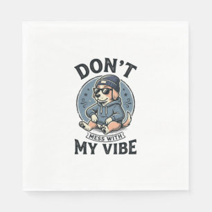 Funny Cool Dog Vibe Vintage Vector T-Shirt Design_ Napkins