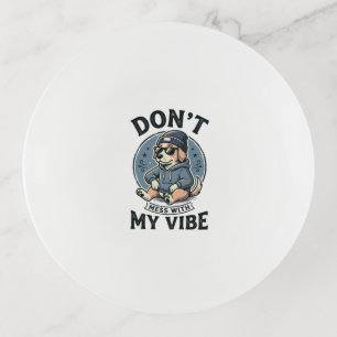 Funny Cool Dog Vibe Vintage Vector T-Shirt Design_ Trinket Tray