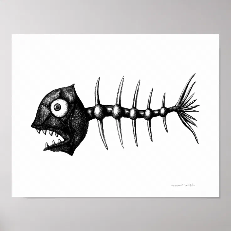 fish skull drawing