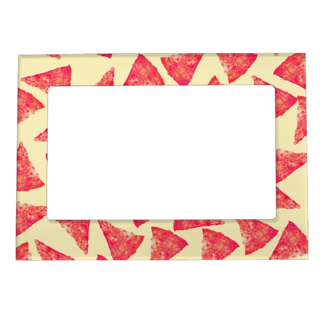 Funny Cool Funky Pizza Pattern Magnetic Picture Frame (Front)