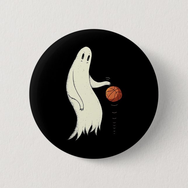 Funny Cool Ghost Dribbling Sketll - Halloween Sket Button (Front)