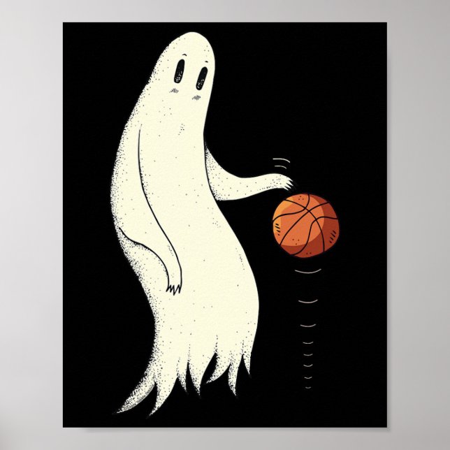 Funny Cool Ghost Dribbling Sketll - Halloween Sket Poster (Front)