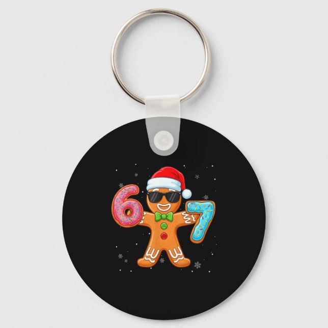 Funny Cool Gingerbread Six Seven 67 Ice Cream Drip Keychain (Front)