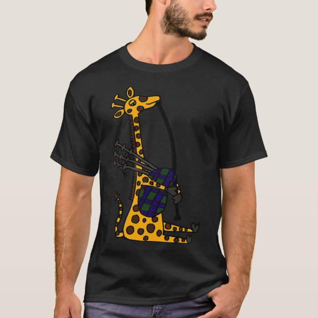 Funny Cool Giraffe Playing Bagpipes  Classic T-Shi T-Shirt (Front)