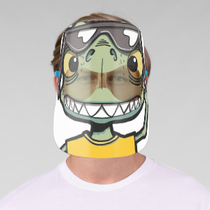Funny Cool Green T-Rex Dinosaur Kids Face Shield
