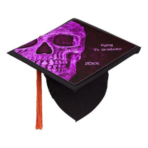 Funny Cool Half Skull Gothic Old Pink Grunge Graduation Cap Topper