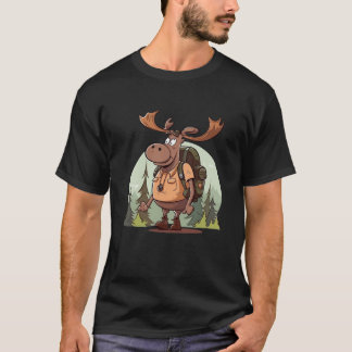 Funny Cool Moose Hiker T-Shirt