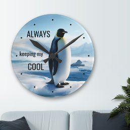 Funny Cool Penguin Ice Round Clock