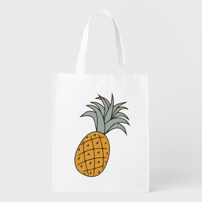 Funny cool pineapple  grocery bag (Front)