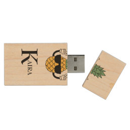 Funny cool pineapple USB Wooden Flash Drive