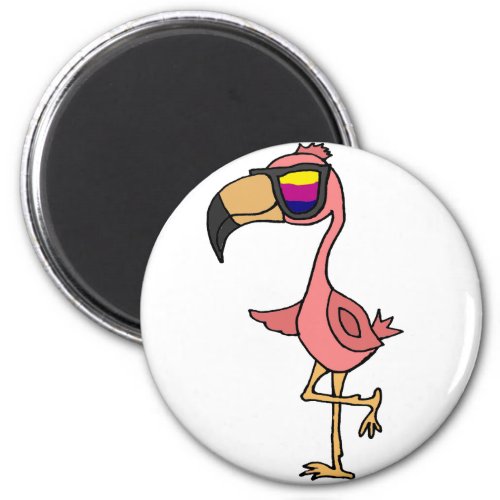 Funny Cool Pink Flamingo Bird with Sunglasses Magnet