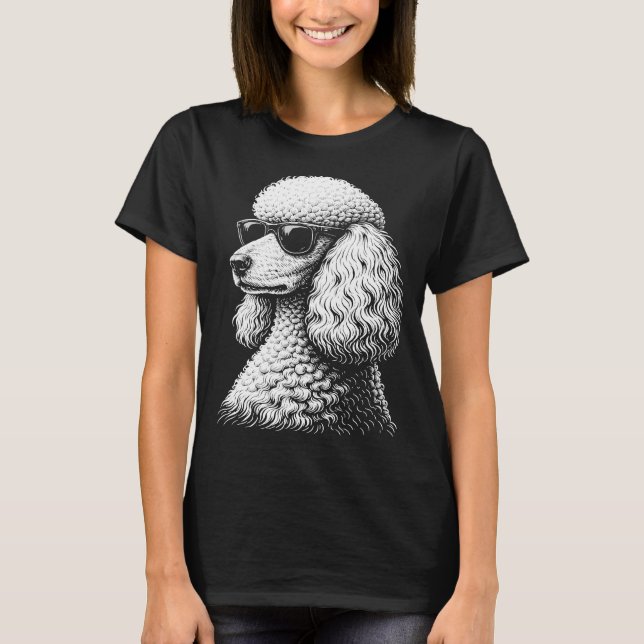 Funny Cool Poodle Sunglasses Art for Women Girls  T-Shirt (Front)