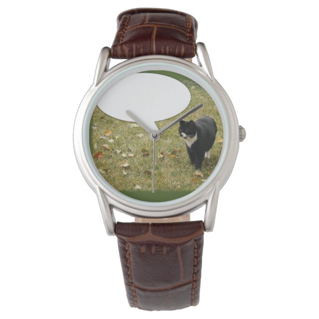 Funny Cool Say Something Kitty Photograph  Watch (Front)