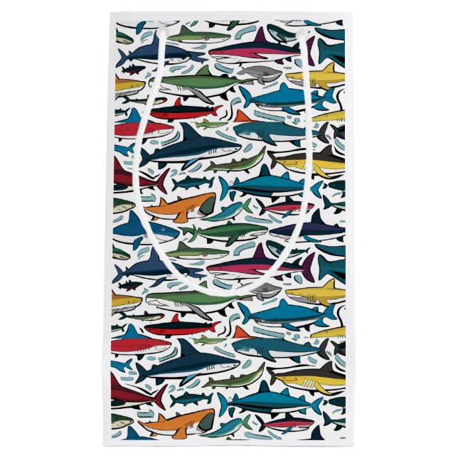 Funny Cool Shark Print Abstract Generic Small Gift Bag (Front)