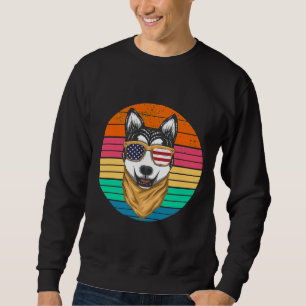 Funny Cool Siberian Husky Dog Retro Vintage Huskie Sweatshirt
