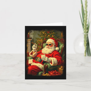 Funny Cool Sungles Cigar And Milk Santa Christmas  Card