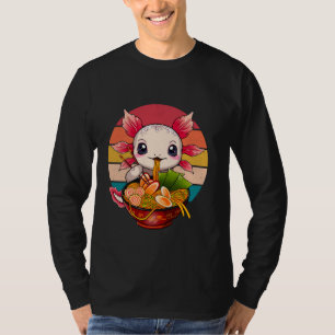 Funny Cool Sunset Retro 70s 80s 90s Ramen Axolotl T-Shirt