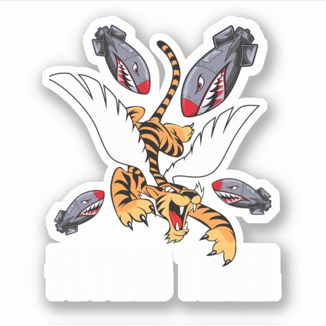 Funny Cool Tiger Flying Novelty Graphic. Perfect d Sticker (Front)