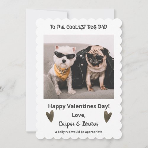 Funny Coolest Dog Dad Photo Gray Valentines Day Holiday Card