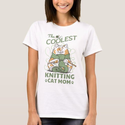 FUNNY COOLEST KNITTING CAT MOM T_Shirt