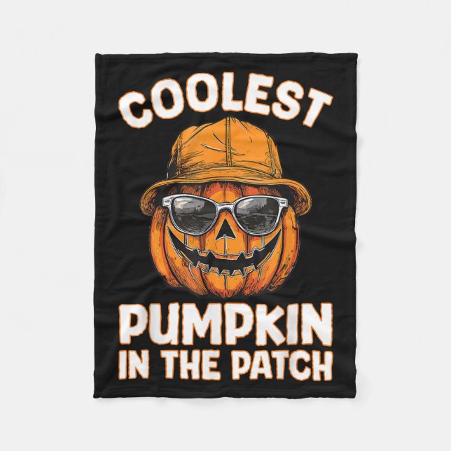 Funny Coolest Pumpkin In The Patch Halloween  Fleece Blanket (Front)