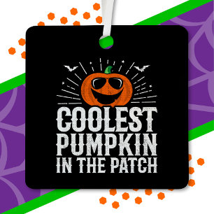 Funny Coolest Pumpkin In The Patch Halloween Party Metal Ornament