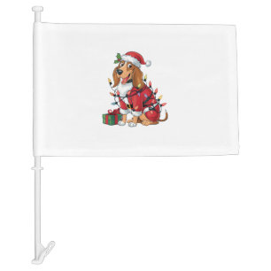 Funny Coonhound Xmas Lighting Santa Coonhound Dog Car Flag