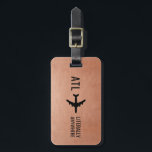 Funny Copper Pilot Frequent Traveler Luggage Tag<br><div class="desc">Funny luggage bag tag with an airport code and airplane pointing to "literally anywhere" to show exactly how much you love to travel and want to get out of this place! Airplane to literally anywhere ©PaperGrape.</div>