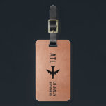 Funny Copper Pilot Frequent Traveler Luggage Tag<br><div class="desc">Funny luggage bag tag with an airport code and airplane pointing to "literally anywhere" to show exactly how much you love to travel and want to get out of this place! Airplane to literally anywhere ©PaperGrape.</div>