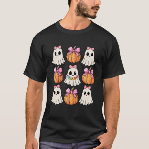 Funny Coquette Bow Pumpkin Halloween Ghost Spooky T-Shirt