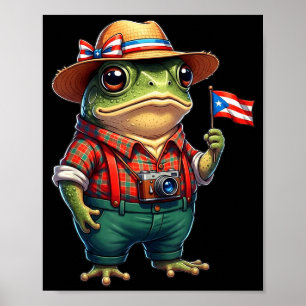 Funny Coqui Frog Puerto Rico Flag Taino Boricua Hi Poster
