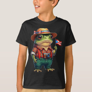 Funny Coqui Frog Puerto Rico Flag Taino Boricua Hi T-Shirt