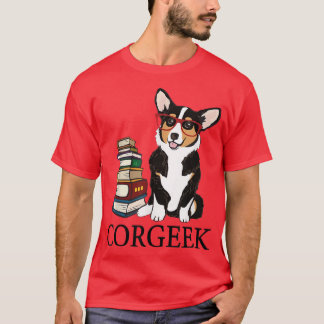 Funny Corgeek Corgi Dog Lovers Book Reading Geek C T-Shirt