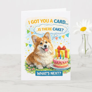 Funny Corgi Birthday Card – “Do I Smell Cake?”