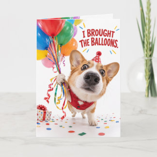 Funny Corgi Birthday Card | Fisheye Balloon Humor