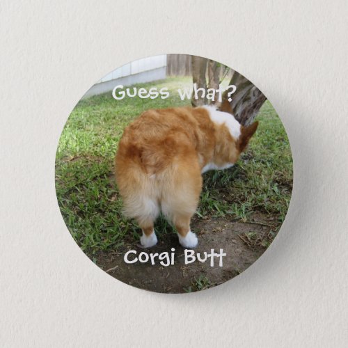 Funny Corgi Butt Guess What Humor Photo Button