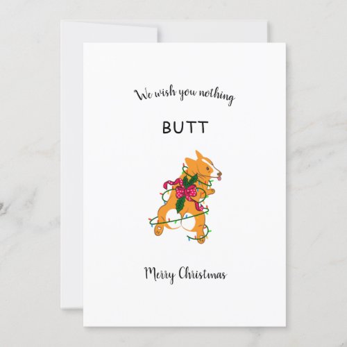 Funny corgi butt merry Christmas holidays Holiday Card