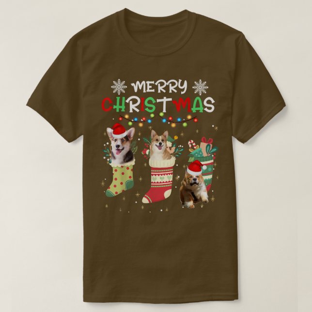 Funny Corgi Christmas Lights Dog Lover  T-Shirt (Design Front)